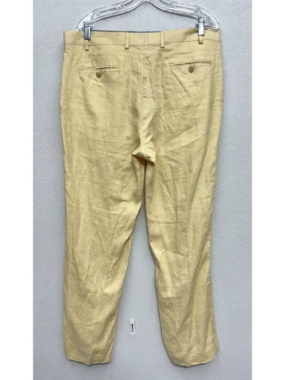 LRL Ralph Lauren Linen Pants Mens 36x32 Yellow Flat Front Straight Resort Beach
